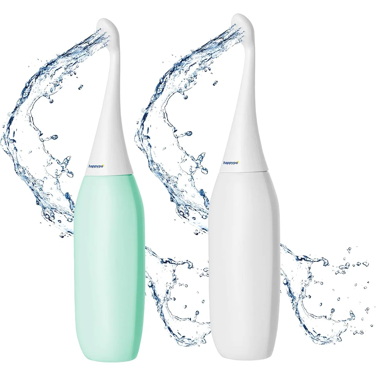 HappyPo Easy-Bidet 2.0 Duo Set, White and Mint, bottle and box, photo 1